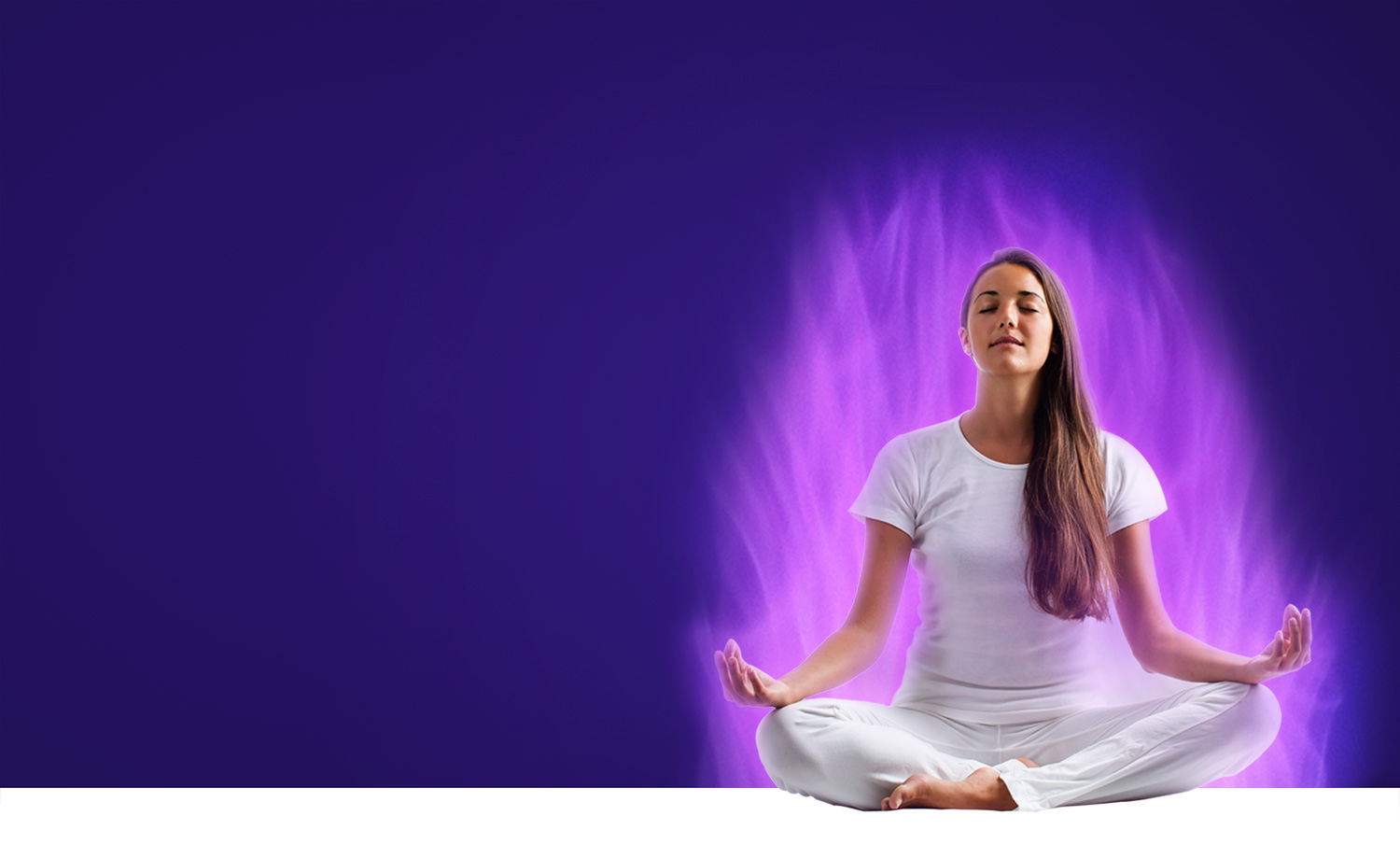 Woman meditating on the Violet Flame